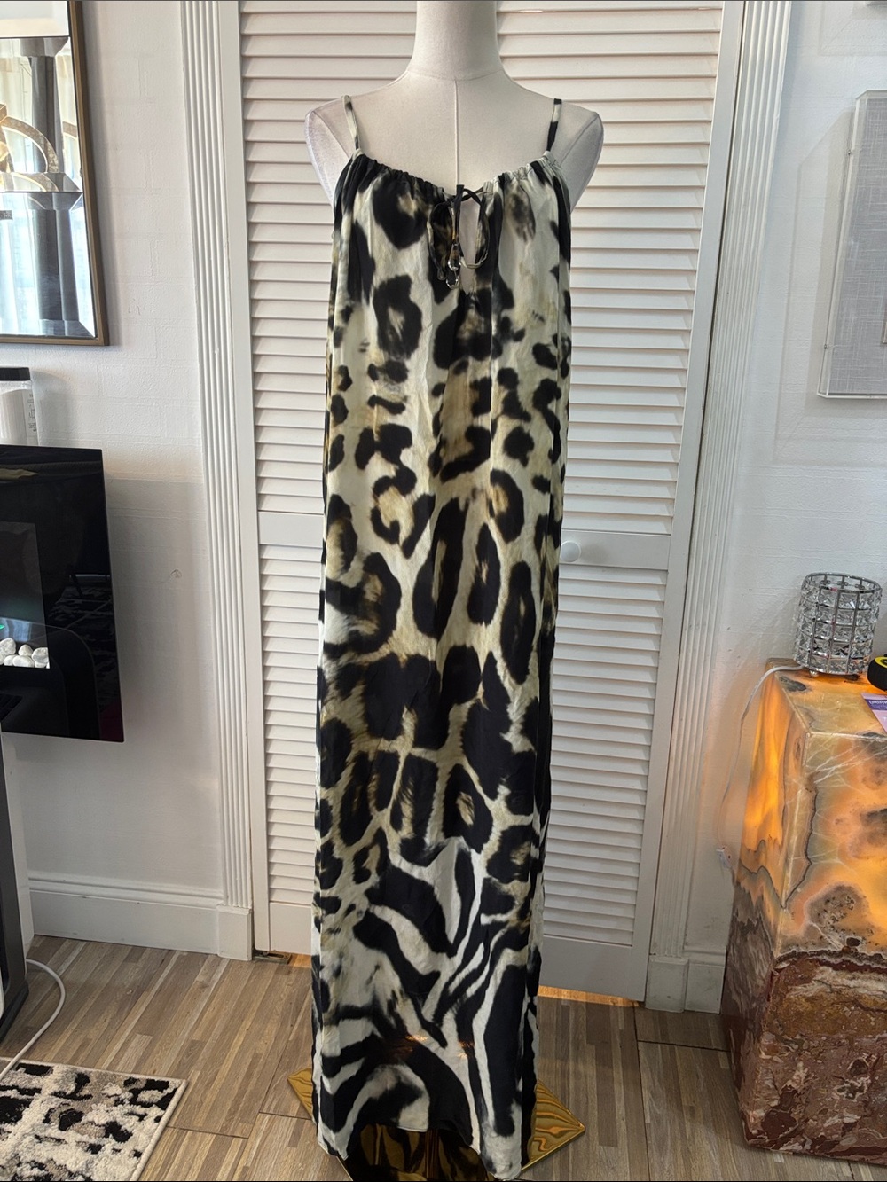 Camilla for INTERMIX Leopard-Print silk Maxi Dress in Black & Cream, S-XL
